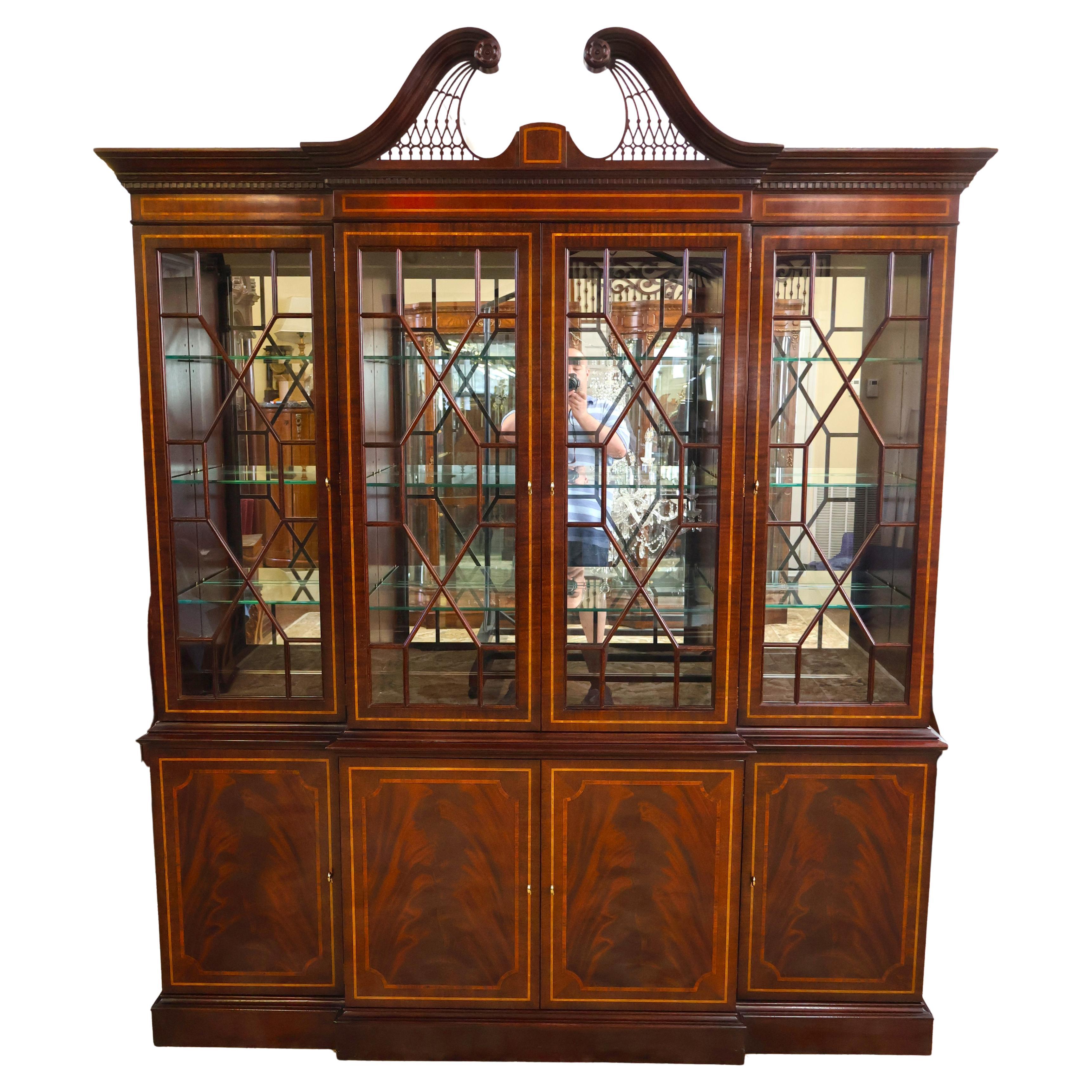 Hickory White Flame Mahogany Libreria Armadio Portafoglio Breakfront
