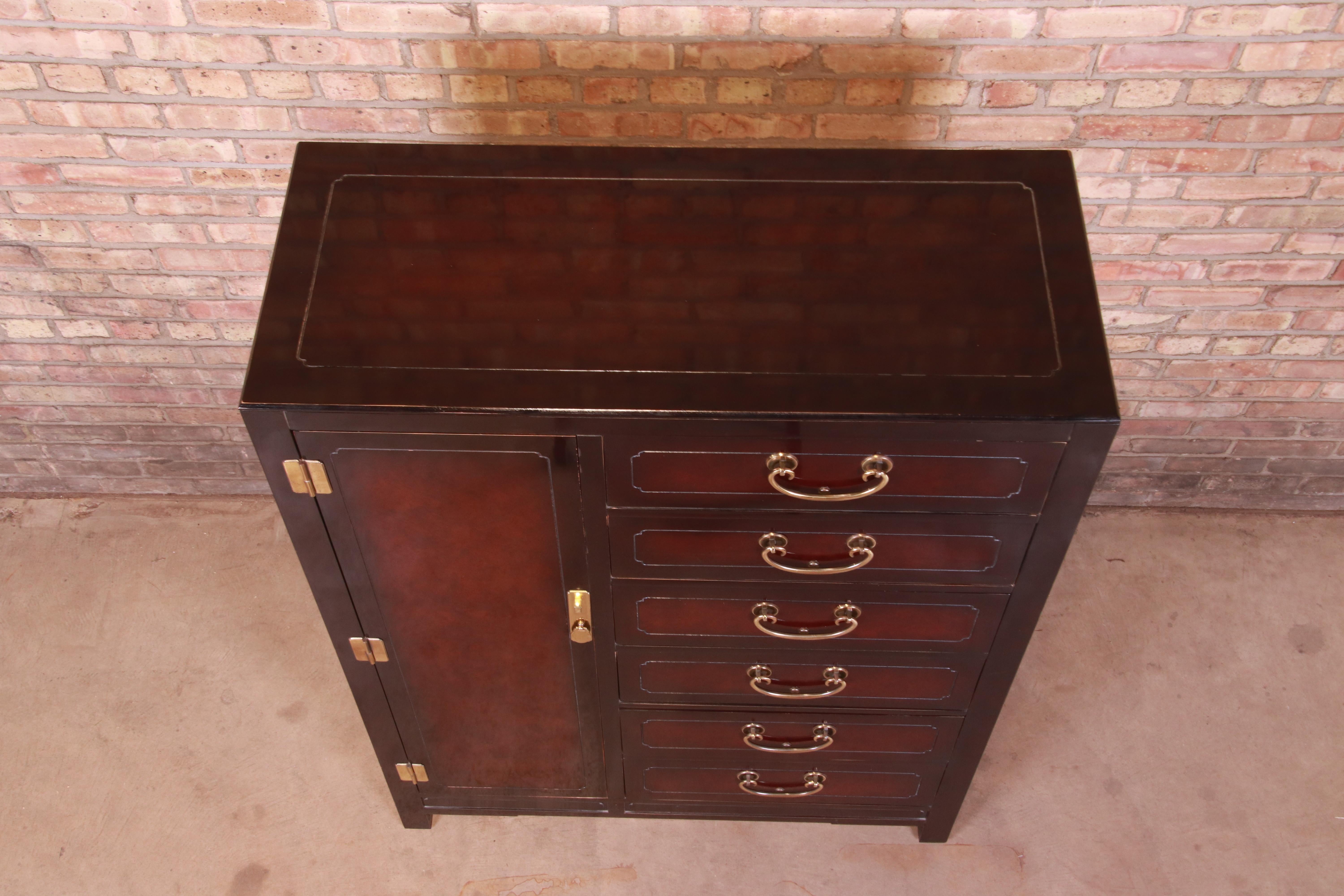 Hickory White Hollywood Regency Chinoiserie Mahogany Gentleman's Chest 7