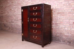 Hickory White Hollywood Regency Chinoiserie Mahogany Gentleman's Chest