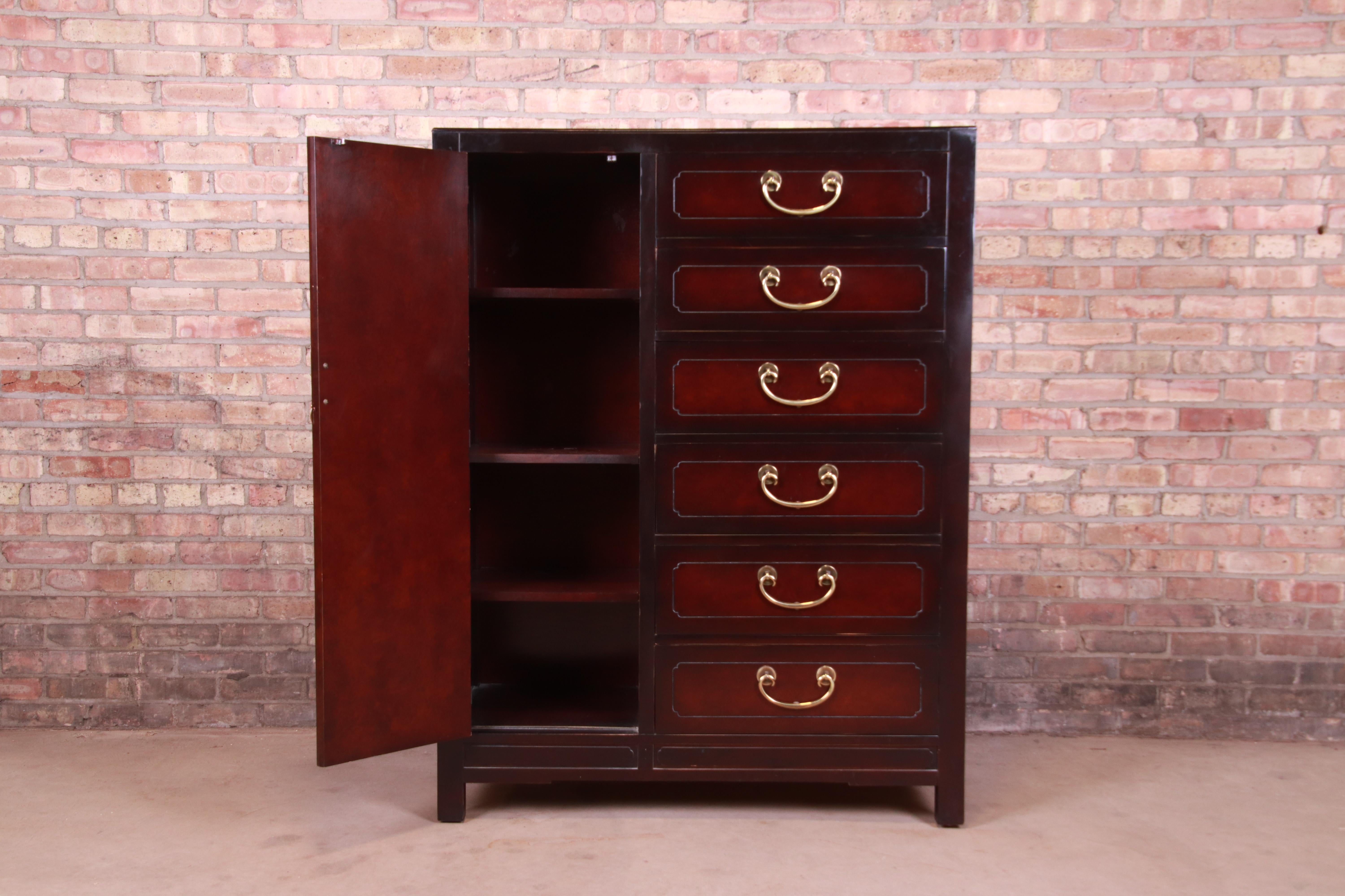 Hickory White Hollywood Regency Chinoiserie Mahogany Gentleman's Chest 2