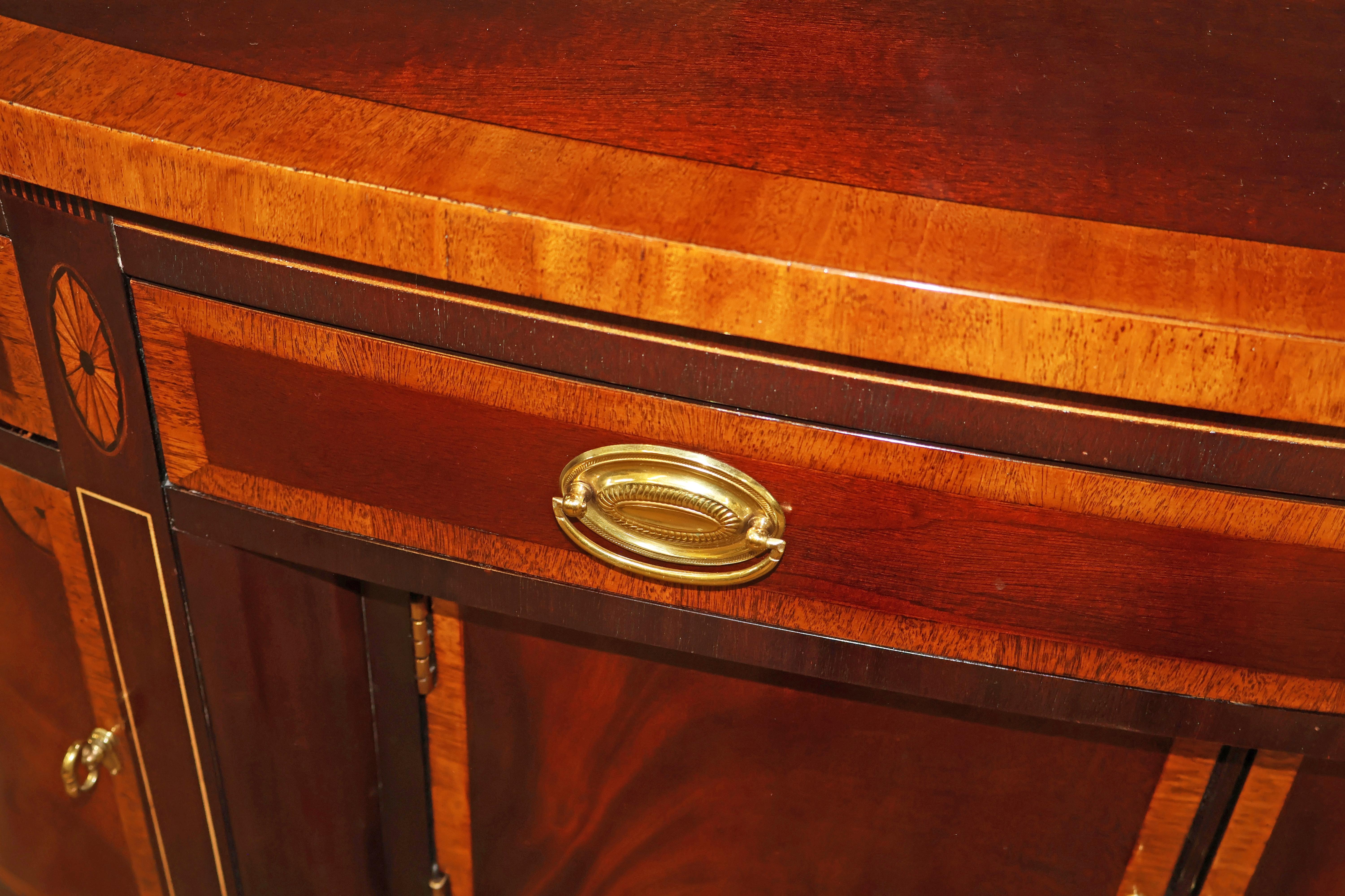 Hickory White Mahogany Inlaid Demilune Buffet Server Sideboard 6