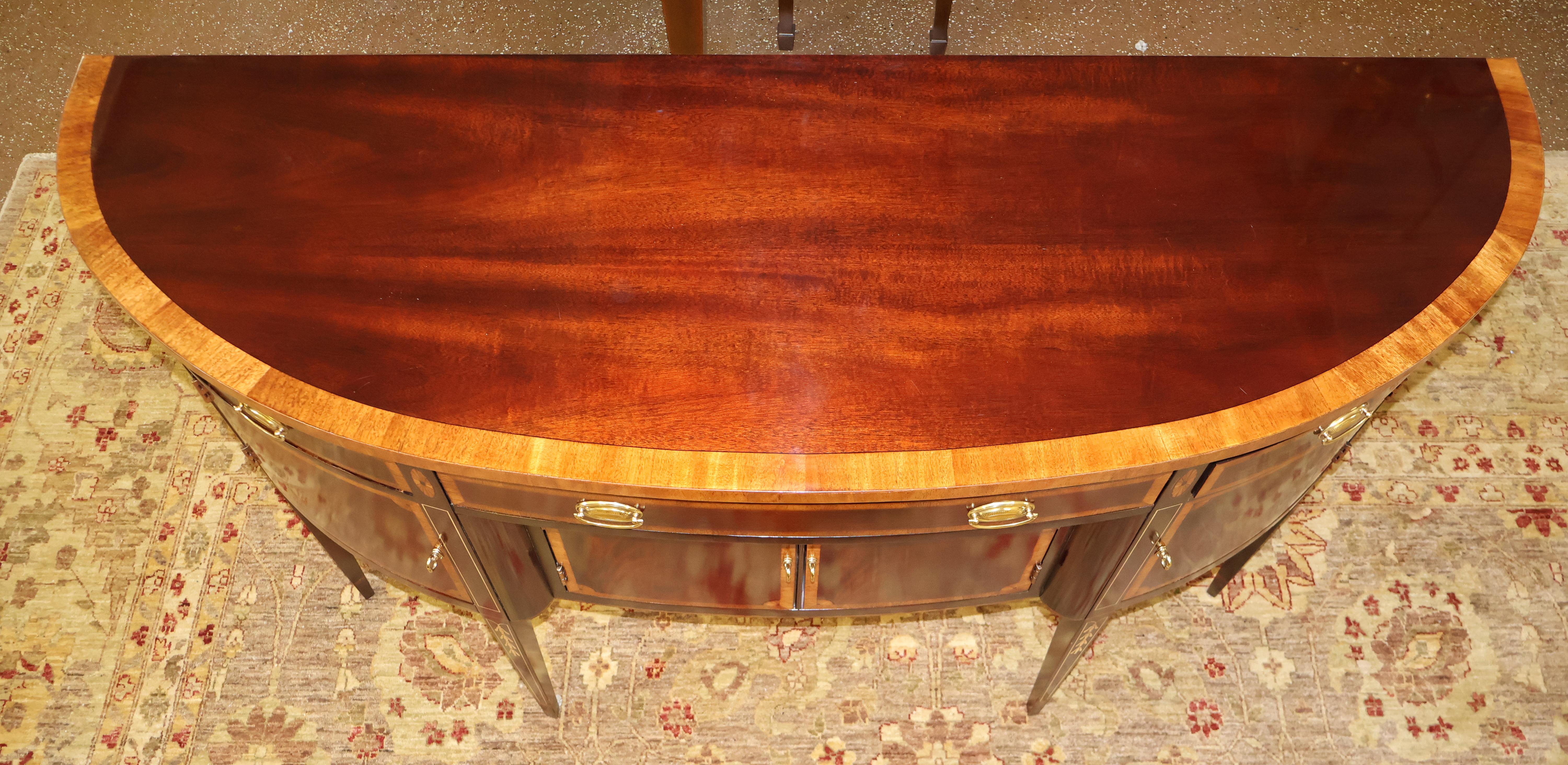 Hickory White Mahogany Inlaid Demilune Buffet Server Sideboard 8