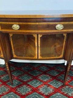 Hickory White Mahogany Inlaid Sideboard Credenza Buffet Server Bow Front