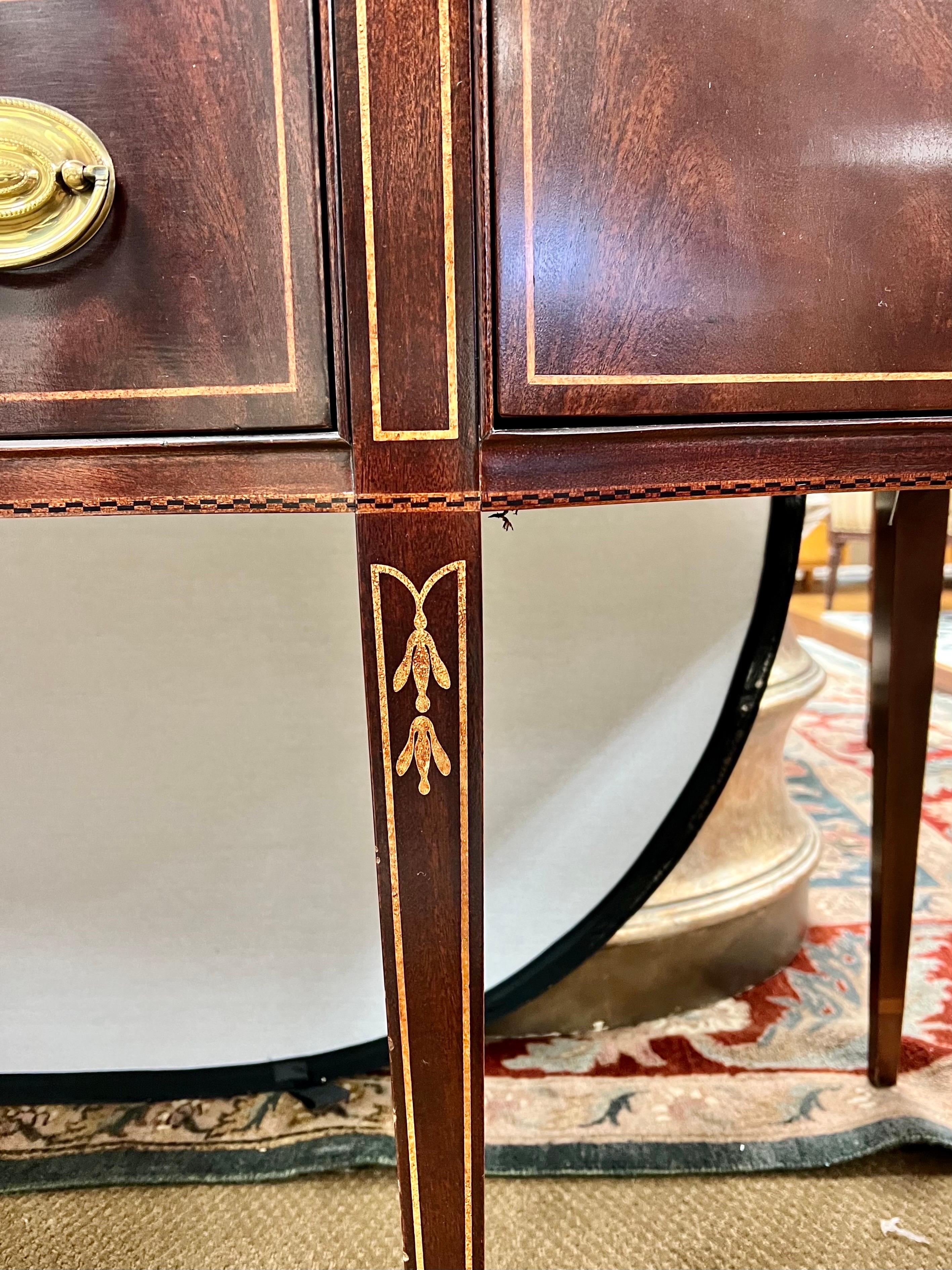 Hickory White Mahogany Inlay Sideboard Buffet Credenza Cabinet 4