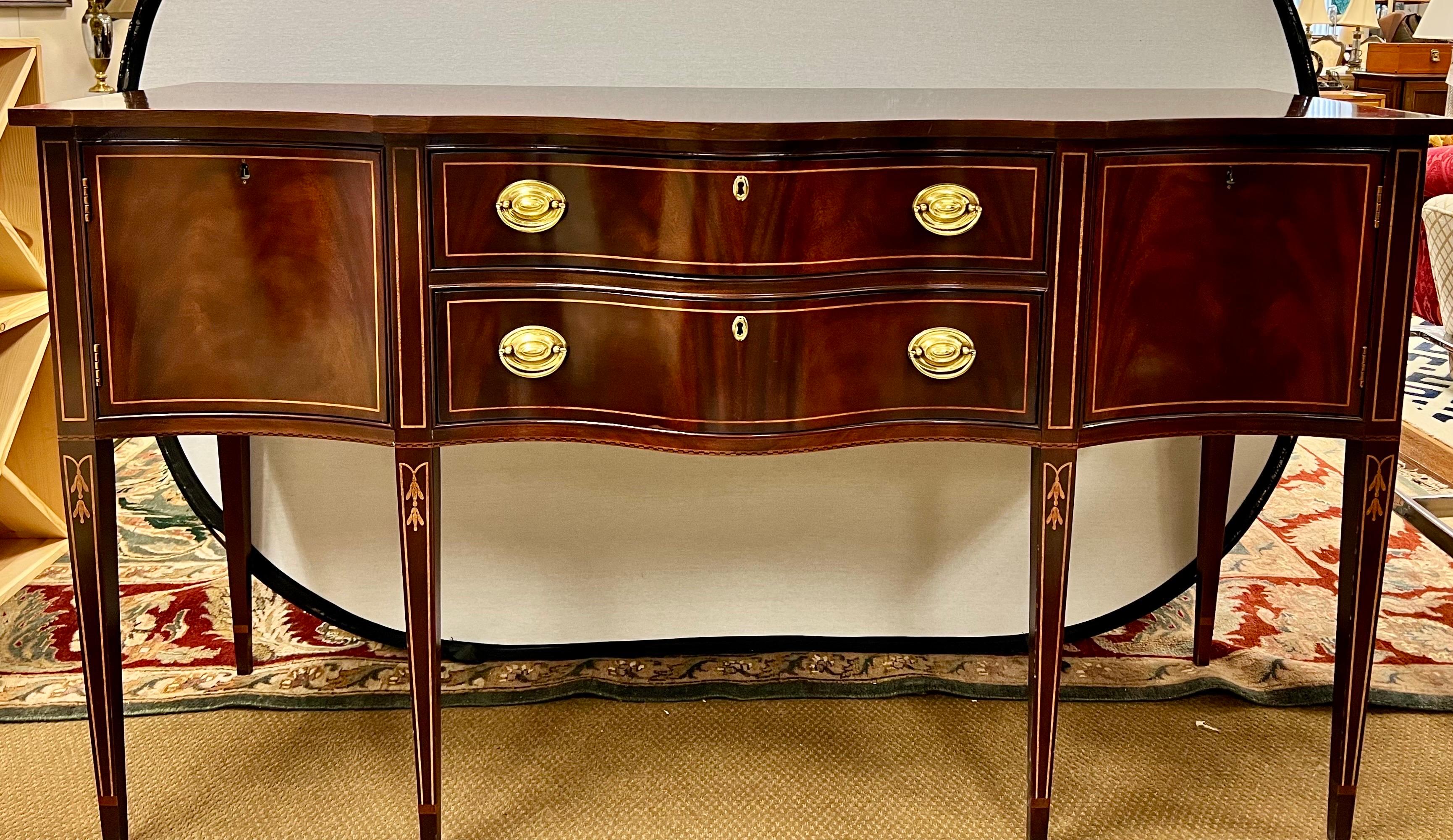 Federal Hickory White Mahogany Inlay Sideboard Buffet Credenza Cabinet