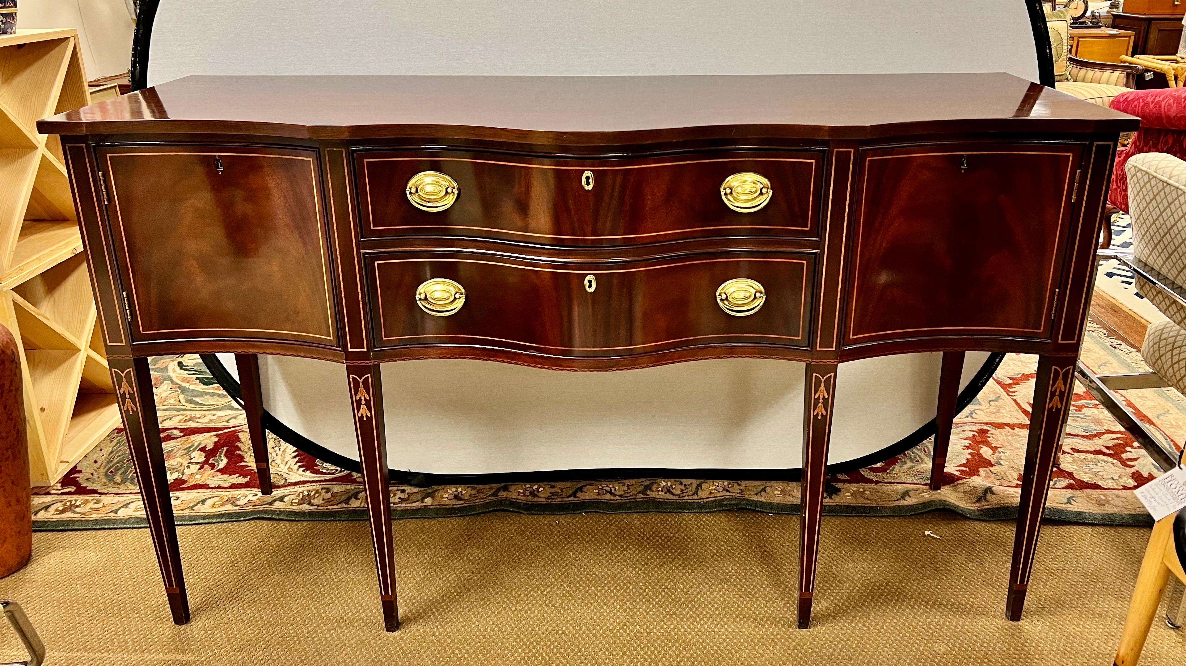American Hickory White Mahogany Inlay Sideboard Buffet Credenza Cabinet