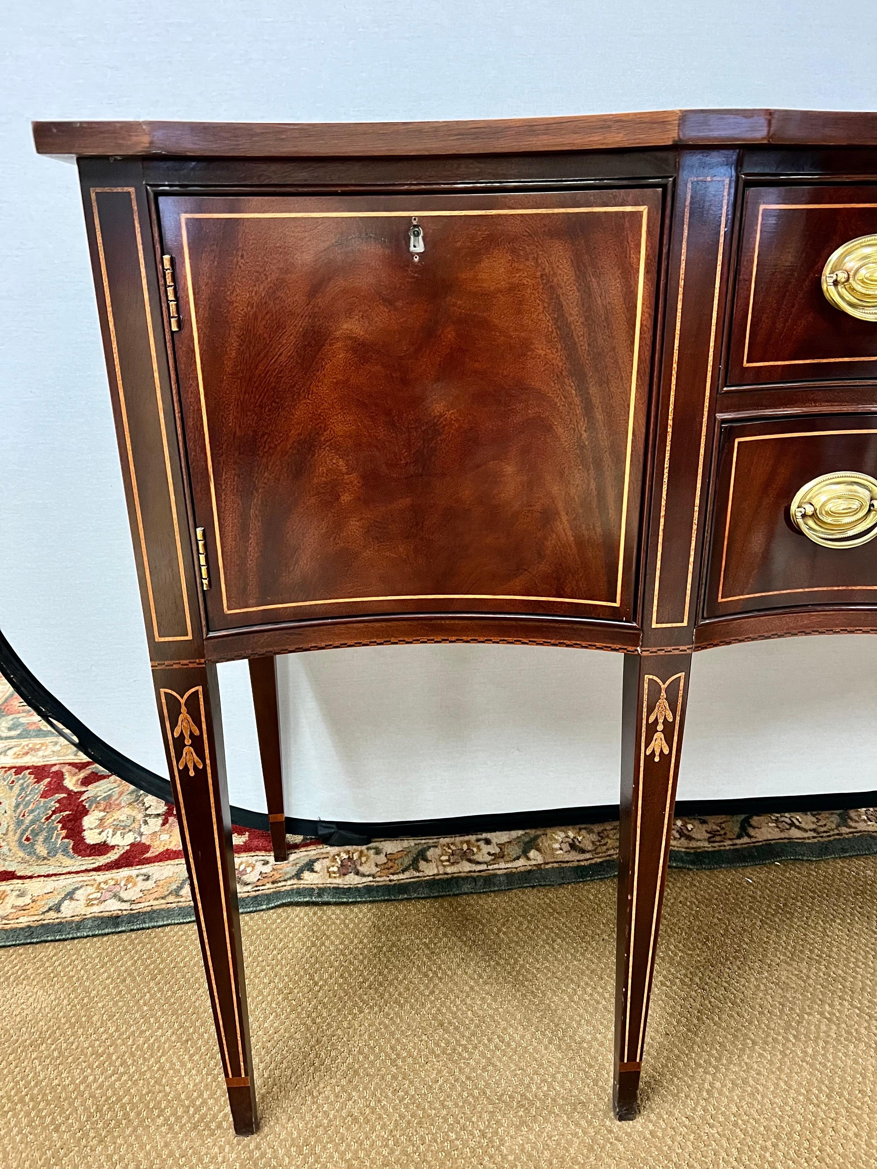 Hickory White Mahogany Inlay Sideboard Buffet Credenza Cabinet 1