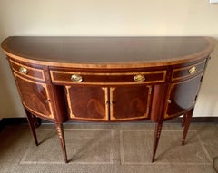 Hickory White Mahogany Inlay Sideboard Credenza Bow Front Buffet Server