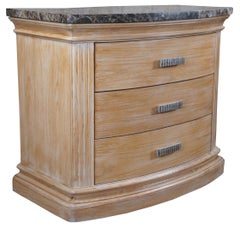Hickory White Odyssey Picked Oak Demilune 3 Drawer Granite Top Chest Nightstand
