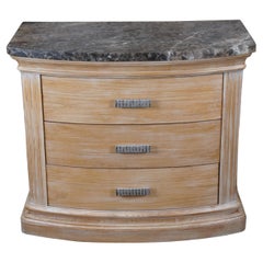 Vintage Hickory White Odyssey Picked Oak Demilune 3 Drawer Granite Top Chest Nightstand