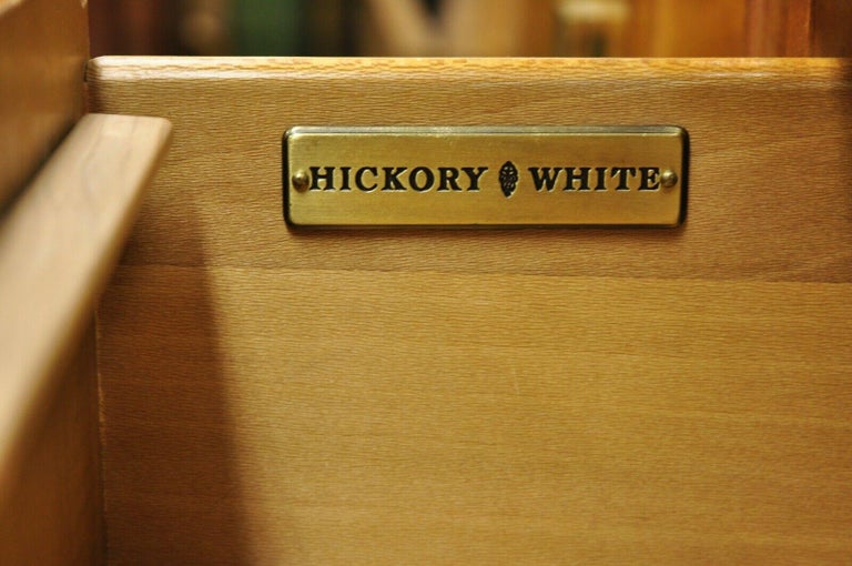 Hickory White Satinwood Maple Regency Style 3 Drawer Nightstand Chest, a Pair For Sale 3