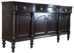 Hickory White Traditional Black Bow Front Buffet Server Sideboard Credenza