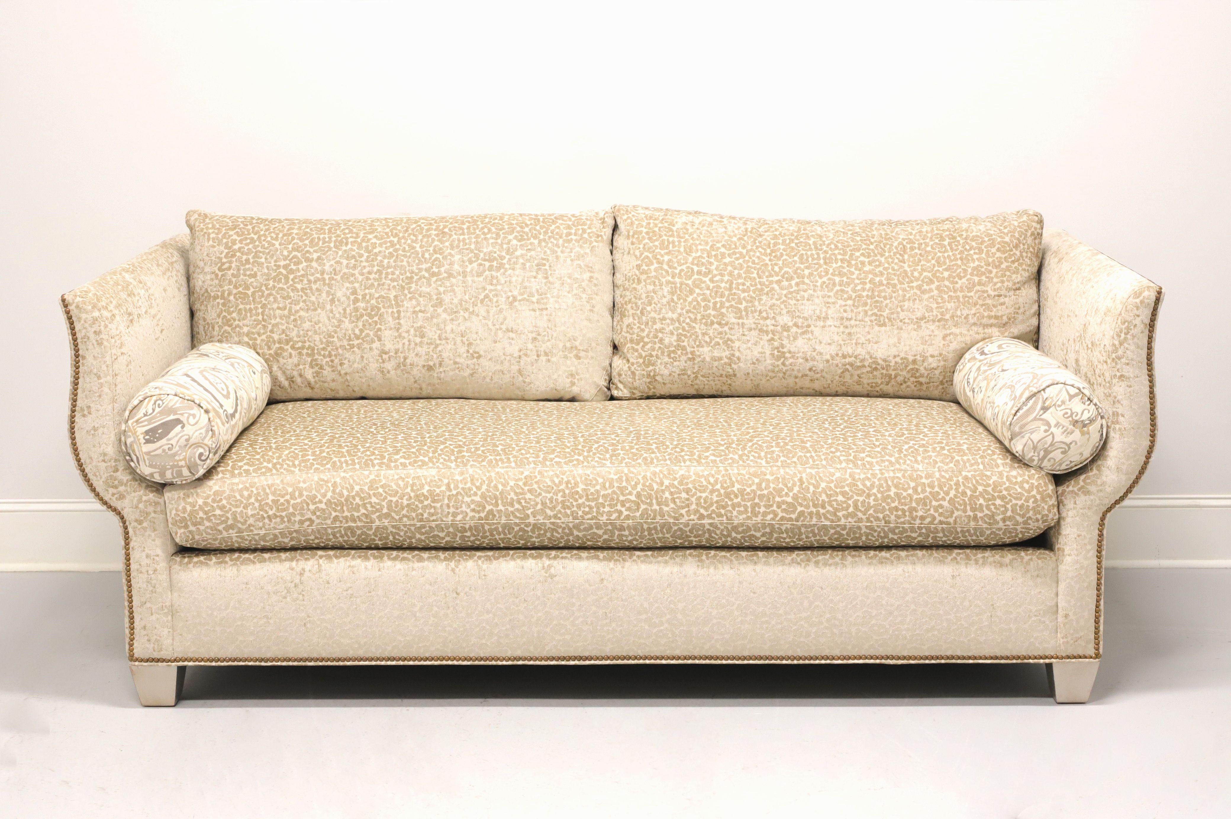 HICKORY WHITE Transitional Leopard Print Sofa with Nailhead Trim For Sale 12