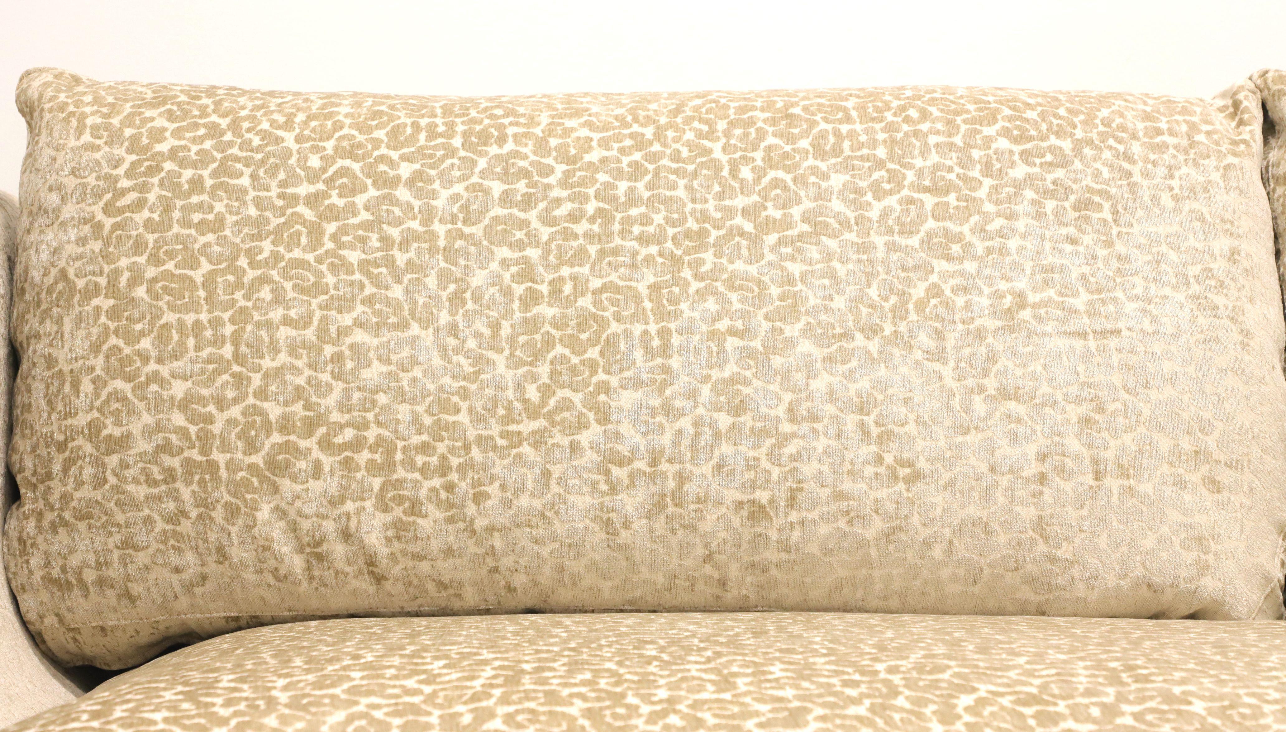 Fabric HICKORY WHITE Transitional Leopard Print Sofa with Nailhead Trim For Sale