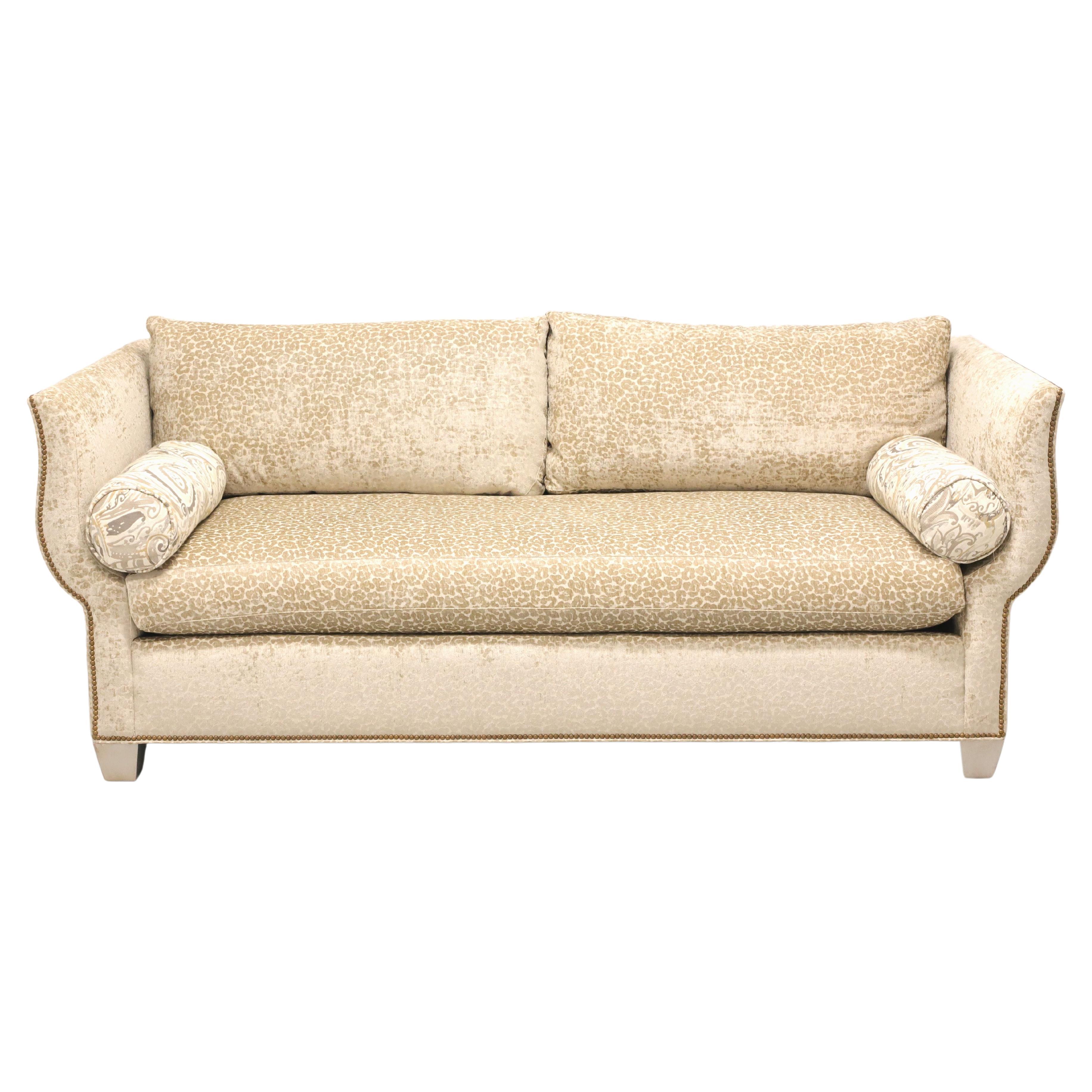 HICKORY WHITE Transitional Leopard Print Sofa with Nailhead Trim For Sale