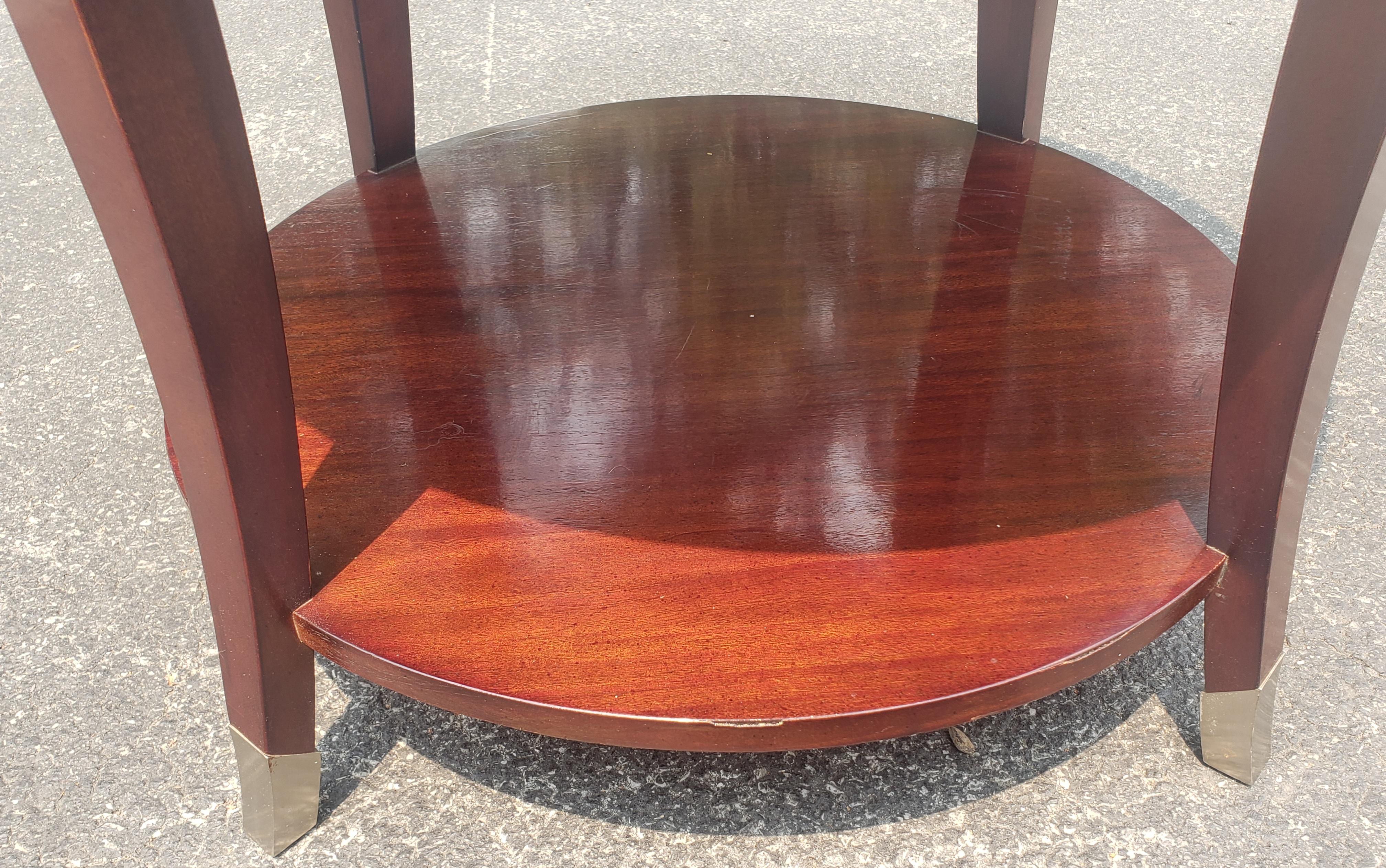 Modern Hickory White Two Tier Round Cherry Side or Center Table For Sale