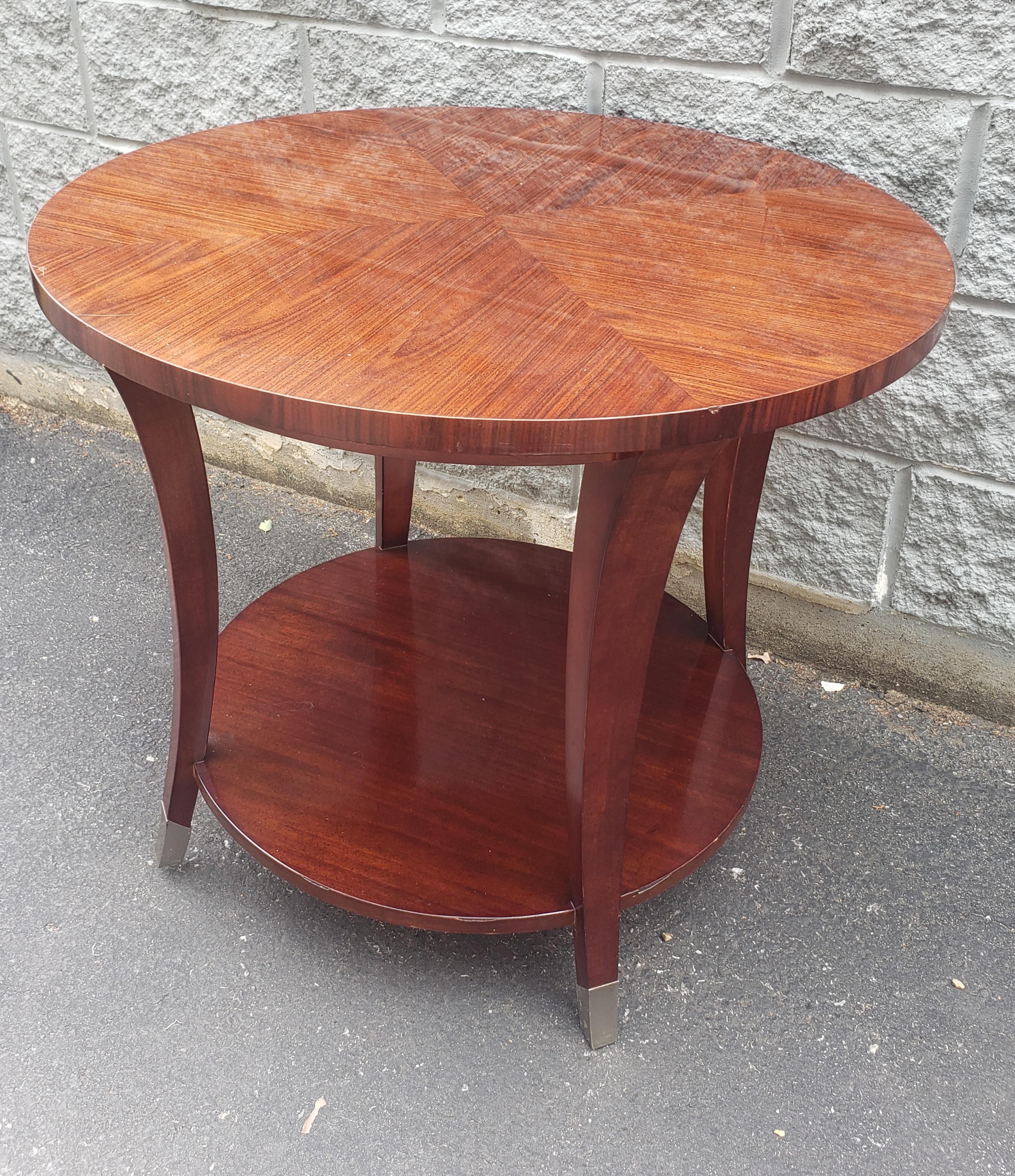 Hickory White Two Tier Round Cherry Side or Center Table In Good Condition For Sale In Germantown, MD