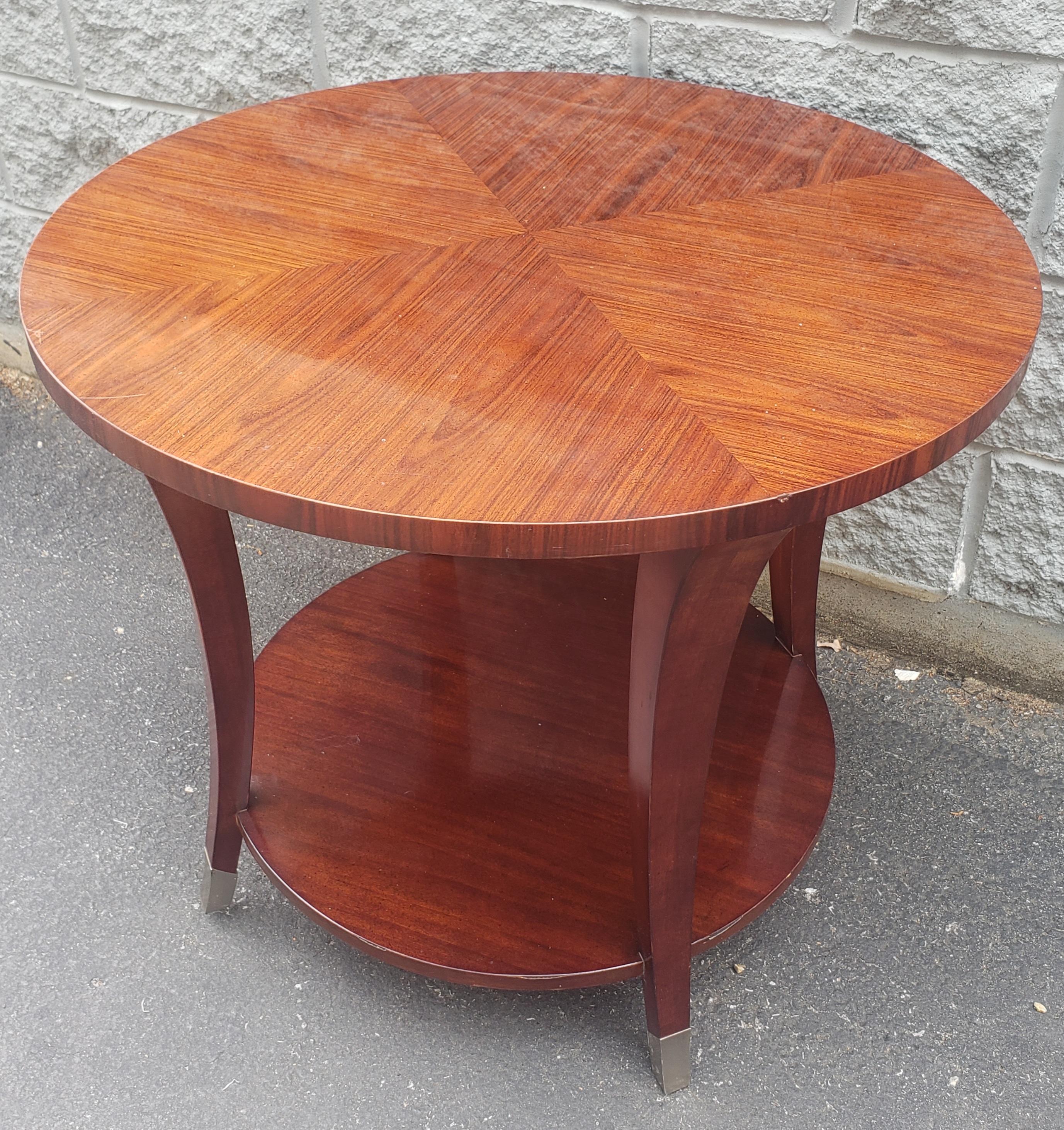 20th Century Hickory White Two Tier Round Cherry Side or Center Table For Sale