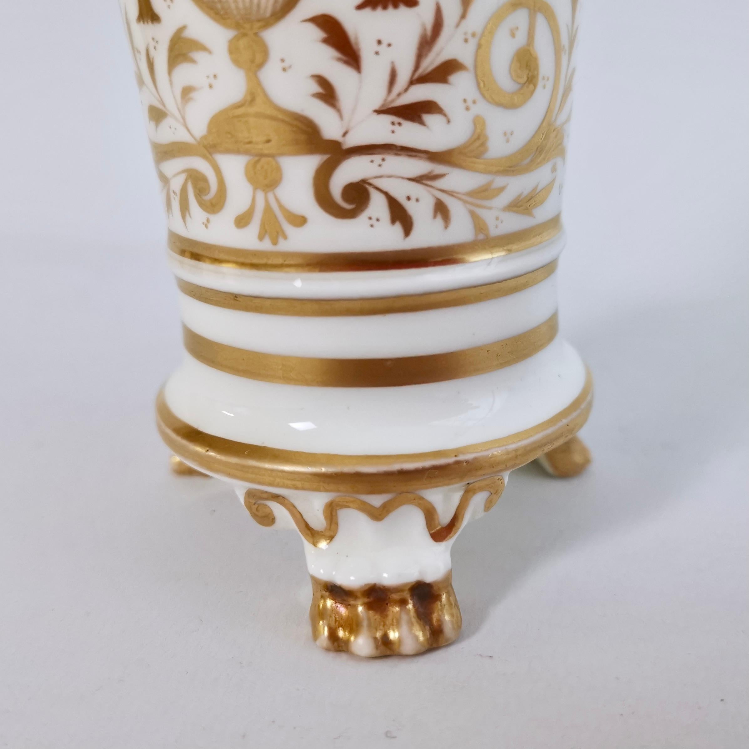 Hicks & Meigh Porcelain Spill Vase, Flowers in Purple Reserve, Regency ca 1818 2
