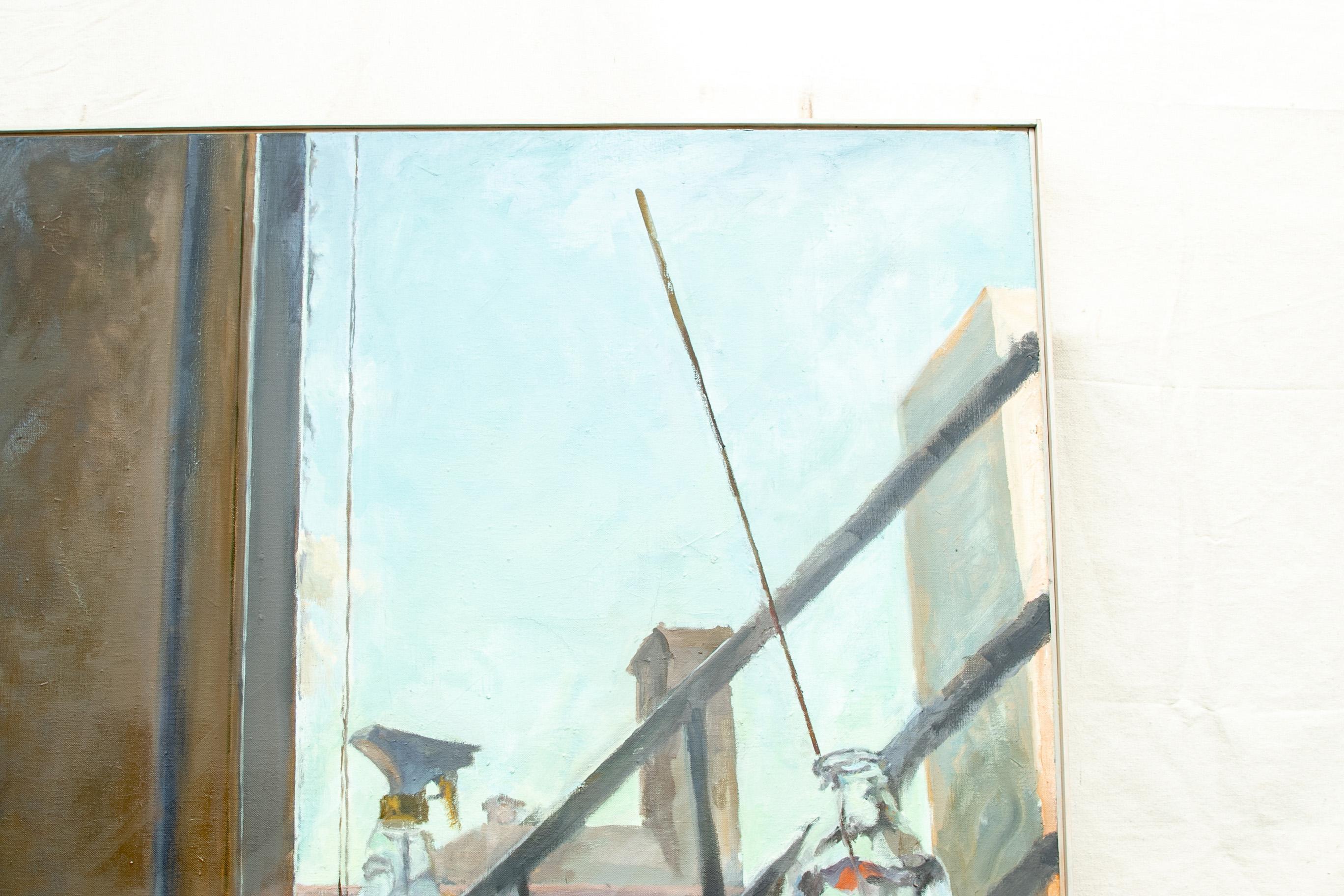 Hicks, Signed Modern Oil on Canvas, Modern Industrial Scene 5