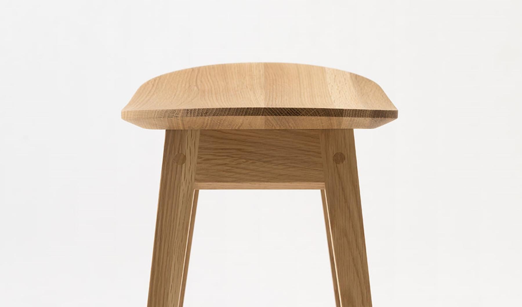 Hand-Crafted HIDA Japan Suwari Series Modernist Stool with Wooden Seat in Japanese Oak For Sale