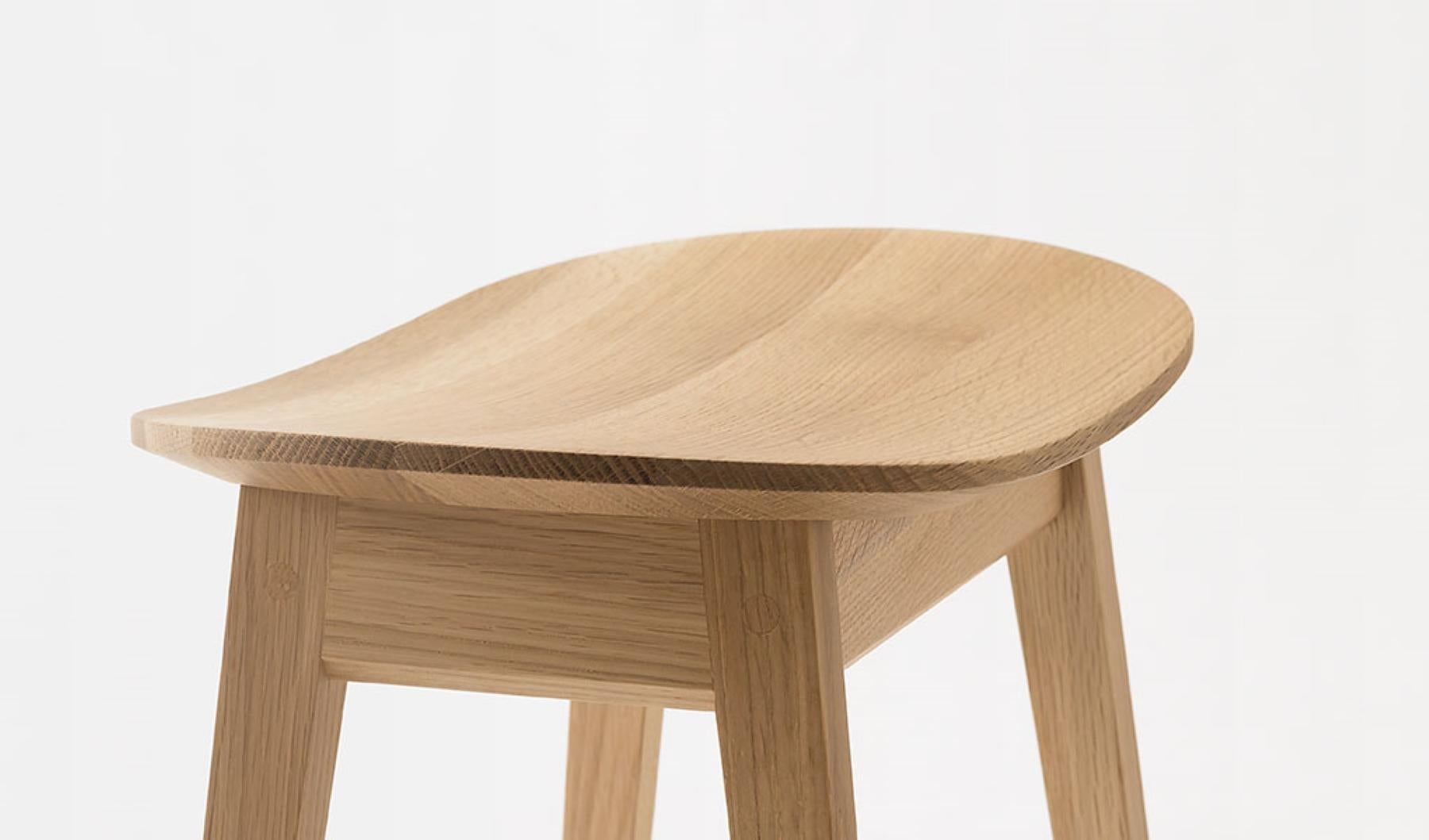 HIDA Japan Suwari Series Modernist Stool with Wooden Seat in Japanese Oak In New Condition For Sale In Llanbrynmair, GB