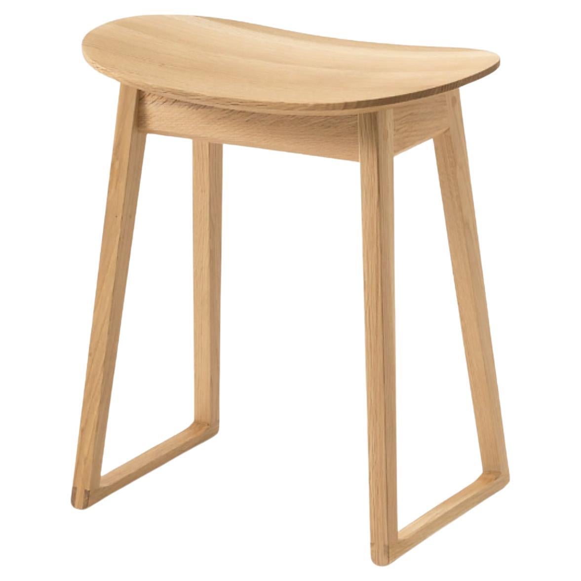 HIDA Japan Suwari Series Modernist Stool with Wooden Seat in Japanese Oak