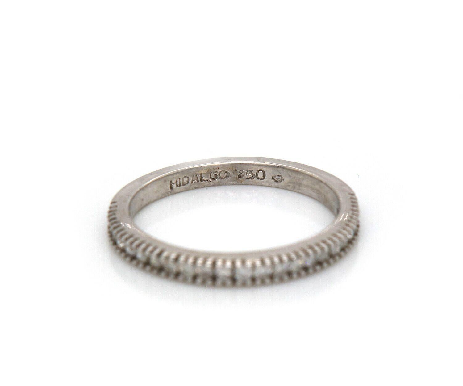 Round Cut Hidalgo 0.45ctw Diamond Milgrain Wedding Band Ring in 18K White Gold For Sale