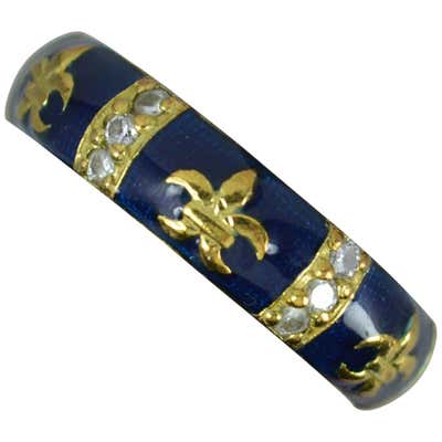 Gucci Enamel Sterling Silver Gold Vermeil Stacking Buckle Rings For