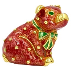 Hidalgo 18 Karat and Enamel Pig Brooch