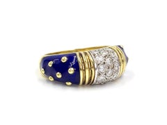 Hidalgo 18 Karat Diamond and Blue Enamel Ring
