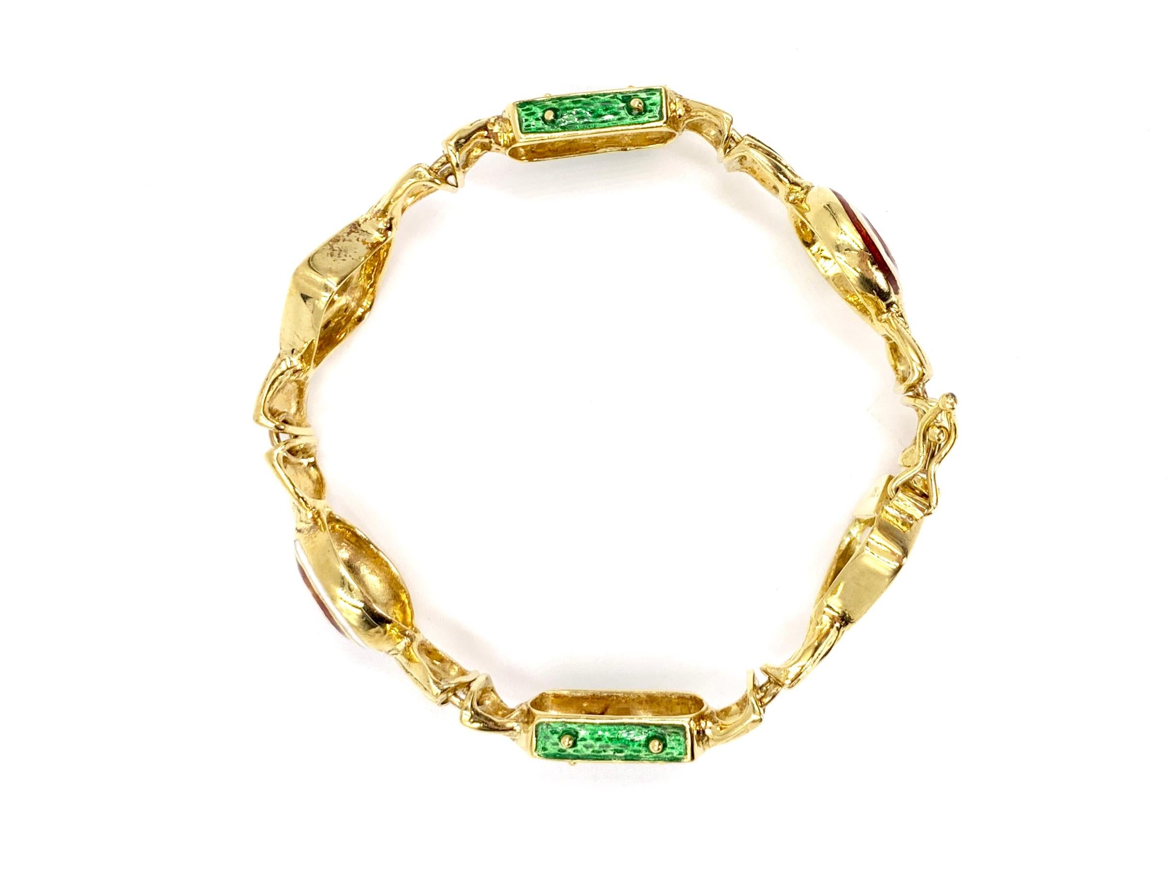 Women's or Men's Hidalgo 18 Karat Gold and Enamel Candy Themed Bracelet