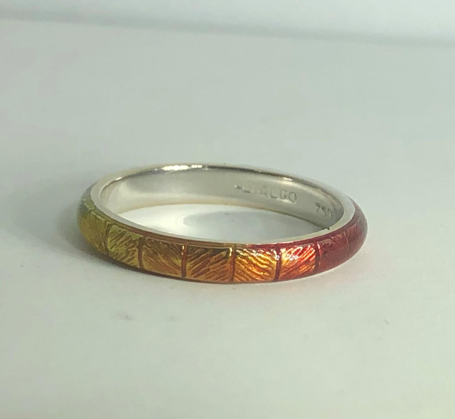 Contemporary Hidalgo 18 Karat Gold and Rainbow Enamel  Fashion Ring