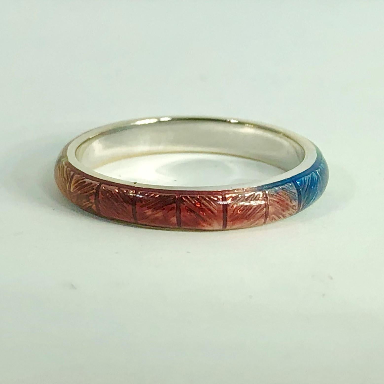 Women's or Men's Hidalgo 18 Karat Gold and Rainbow Enamel  Fashion Ring
