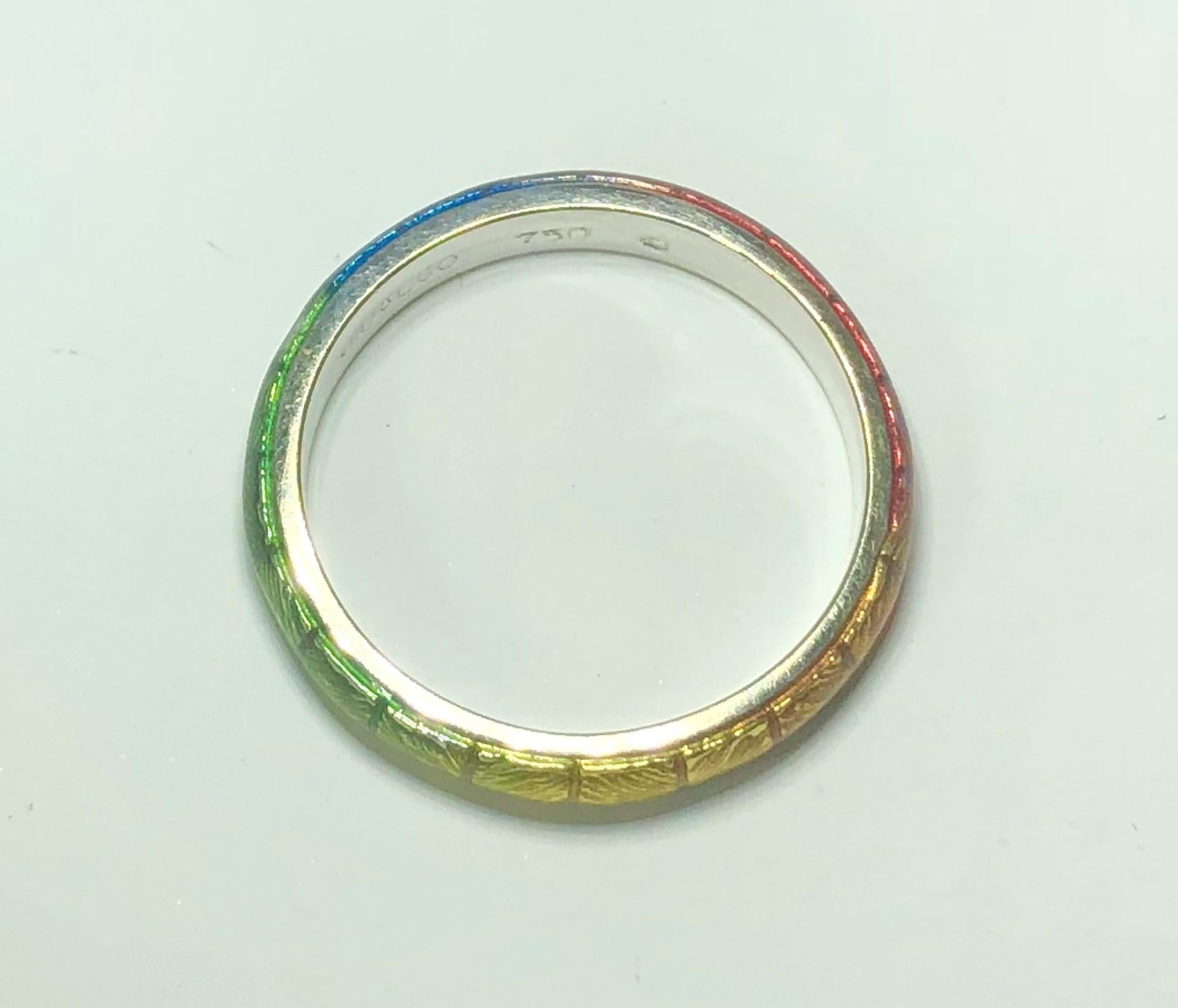Hidalgo 18 Karat Gold and Rainbow Enamel  Fashion Ring 1