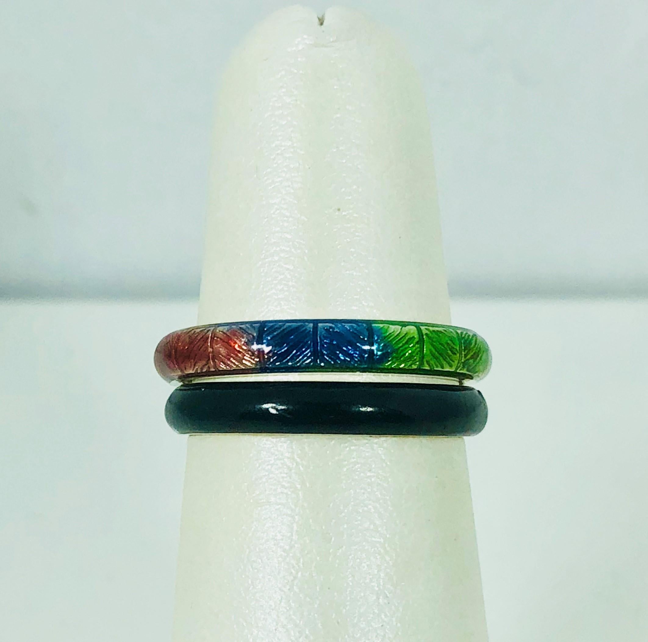 Hidalgo 18 Karat Gold and Rainbow Enamel  Fashion Ring 2