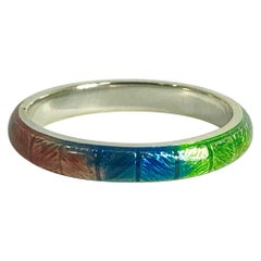 Retro Hidalgo 18 Karat Gold and Rainbow Enamel  Fashion Ring