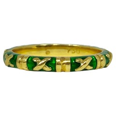 Vintage Hidalgo 18 Karat Gold Green Enamel Stackable/ Fashion Band