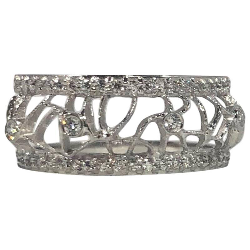 Hidalgo 18 Karat White Gold and Diamond Avant-Garde Jacket Ring For Sale