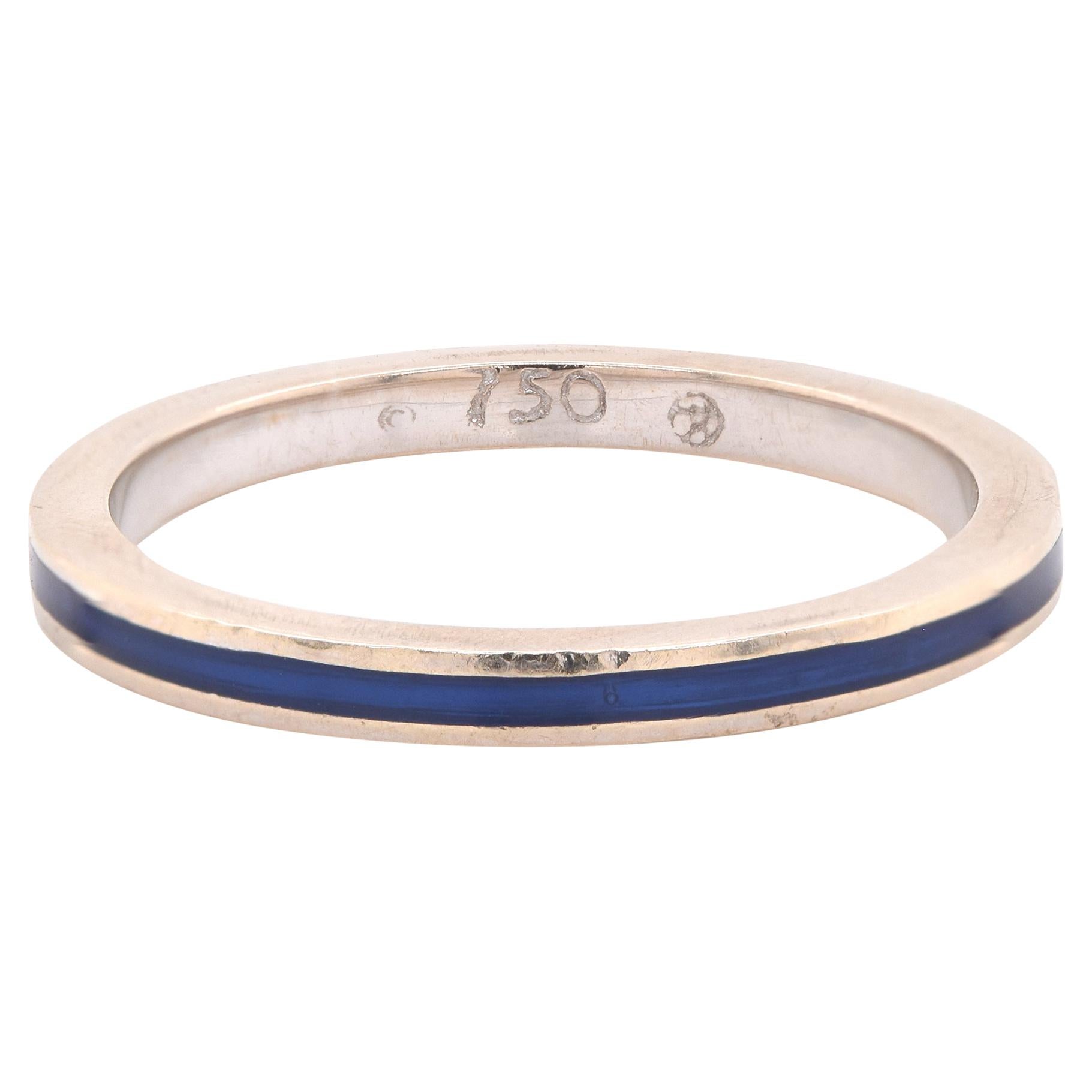 Hidalgo 18 Karat White Gold Blue Enamel Band