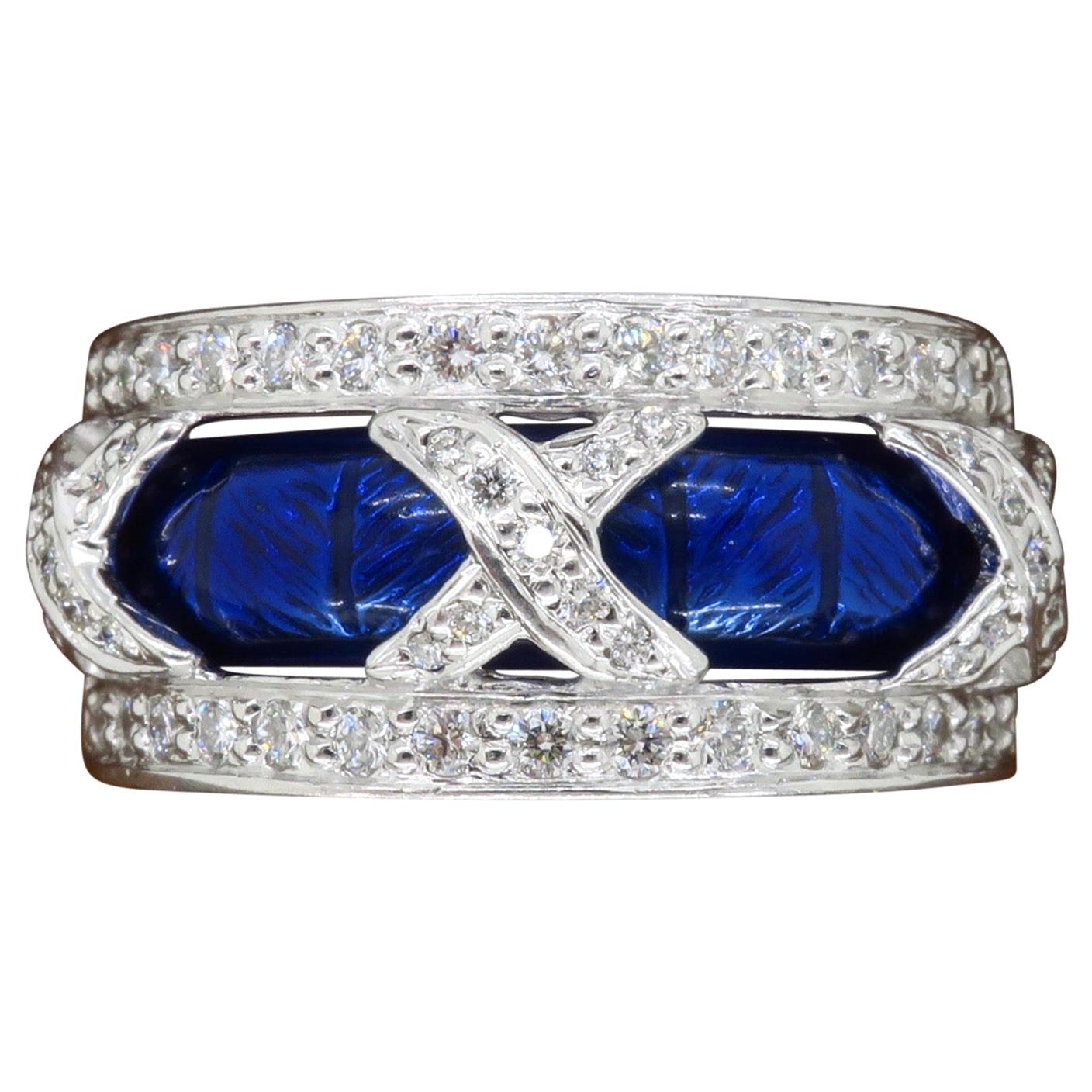 Hidalgo 18 Karat White Gold, Diamond and Enamel Jacket Ring