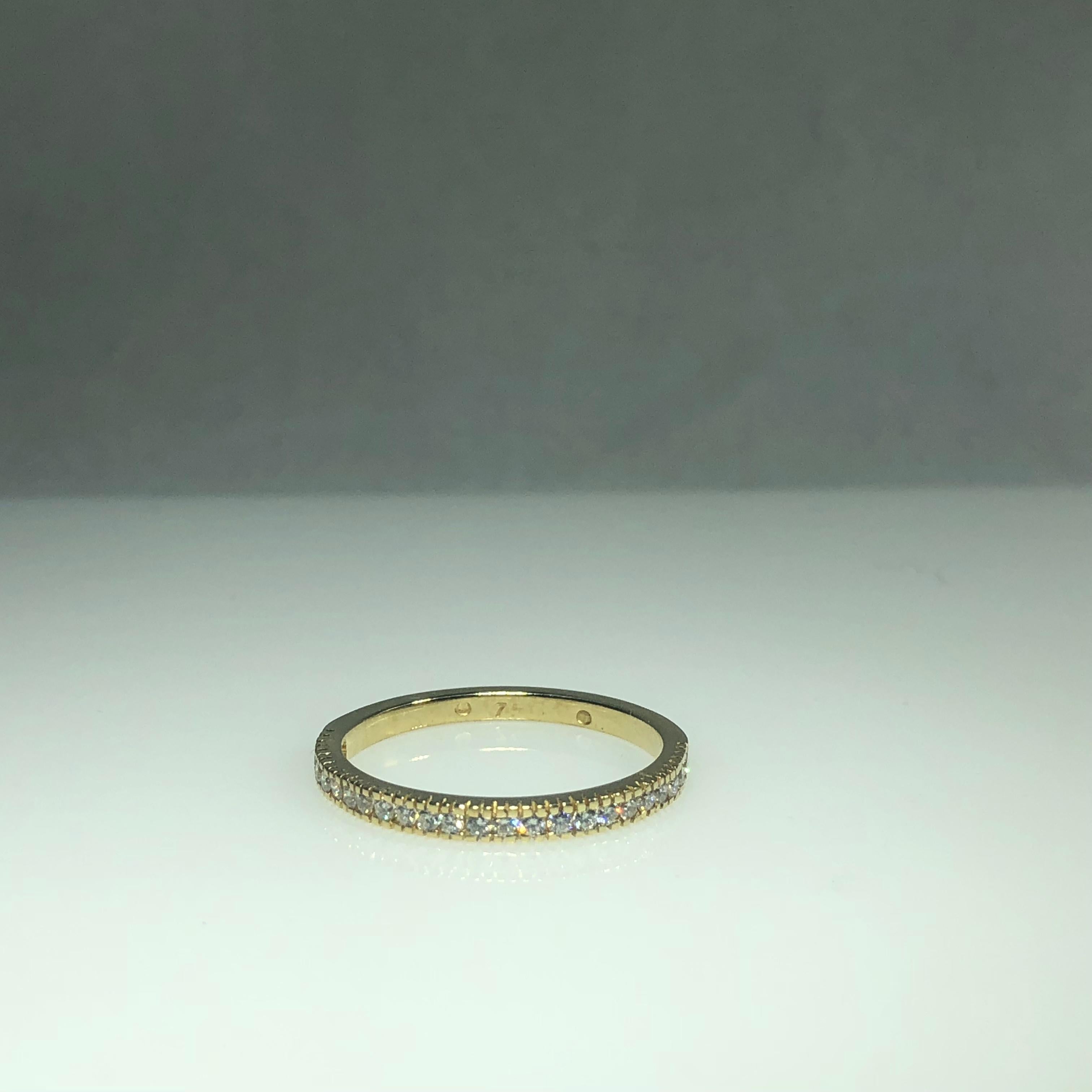 Hidalgo 18 Karat Yellow Gold and Diamond Half Shank Eternity Band In New Condition For Sale In Mansfield, OH