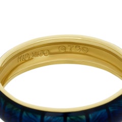 Hidalgo 18 Karat Yellow Gold Blue Enamel Band