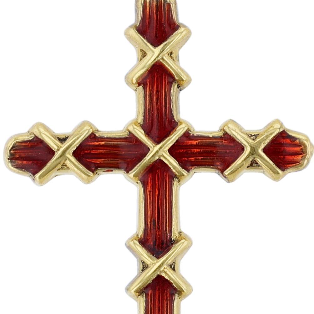 Contemporary Hidalgo 18 Karat Yellow Gold Red Enamel Wrapped Cross Pendant For Sale