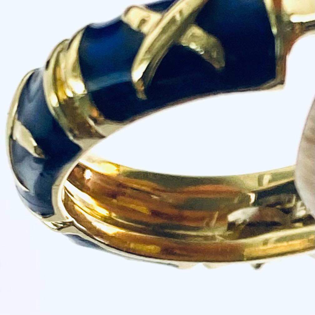 Hidalgo 18K Gold Diamond Enamel Hoop Earrings 4