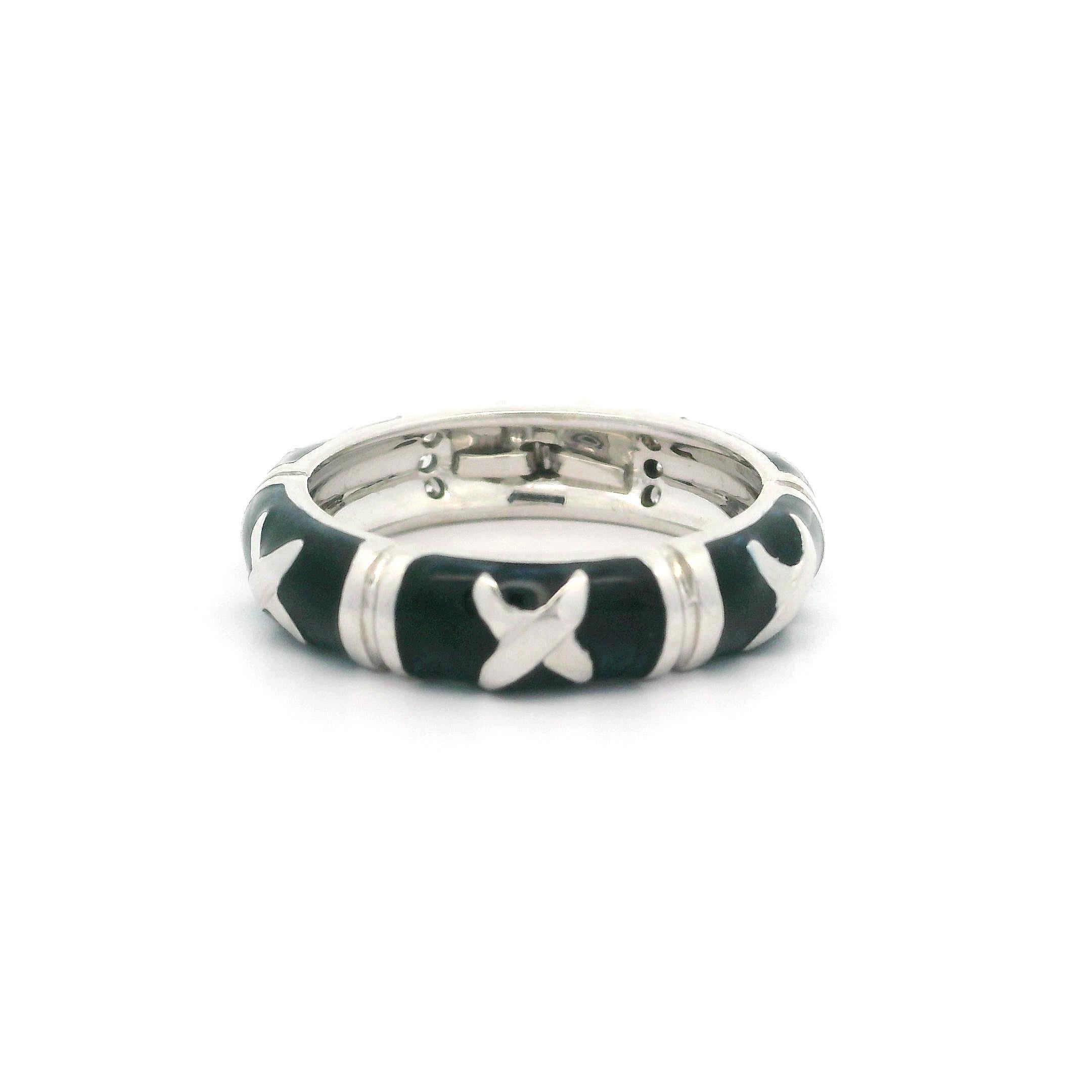 Hidalgo 18k White Gold 0.10ctw Diamond & Dark Blue Enamel 