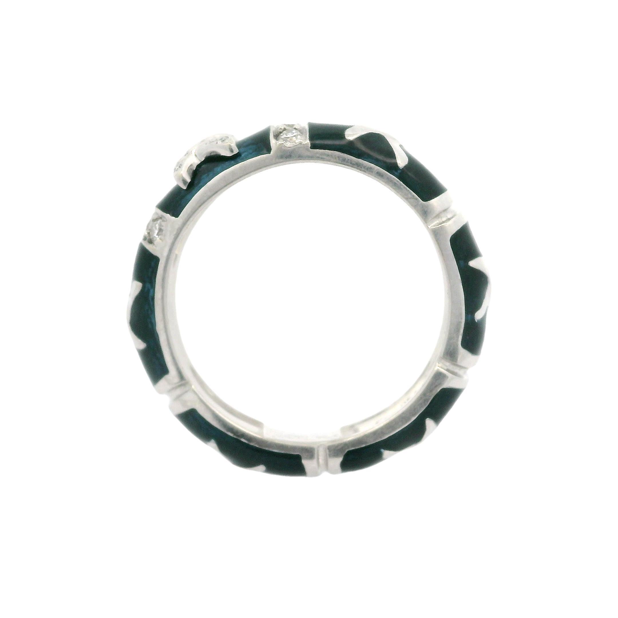 Hidalgo 18k White Gold 0.10ctw Diamond & Dark Blue Enamel 