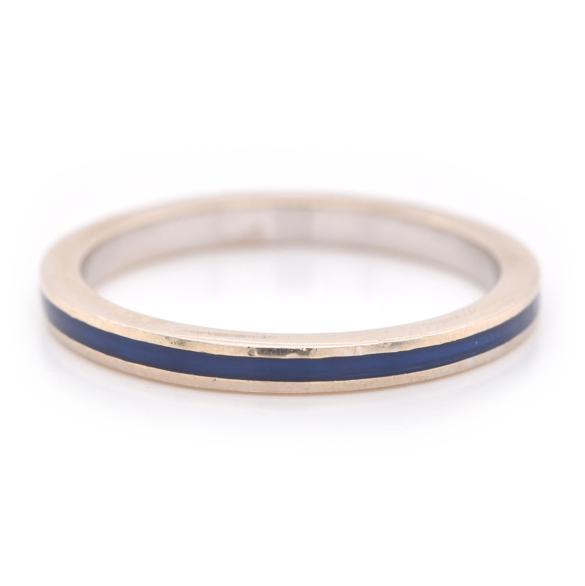 Hidalgo 18 Karat White Gold Blue Enamel Band In Excellent Condition For Sale In Scottsdale, AZ