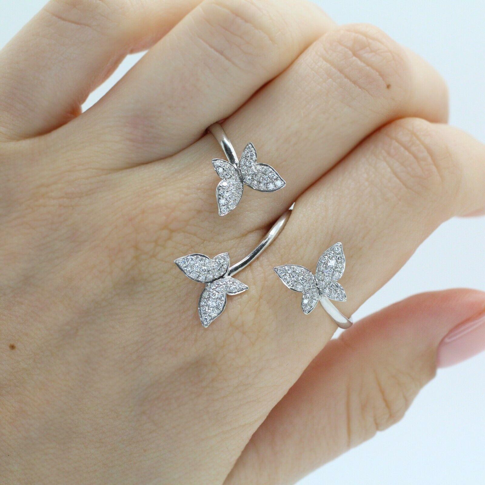 Modern HIDALGO 18k white gold diamond butterfly ring For Sale