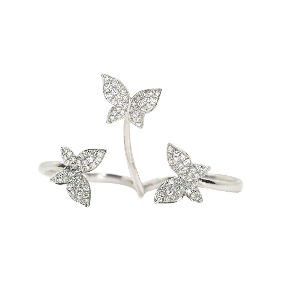 HIDALGO 18k white gold diamond butterfly ring